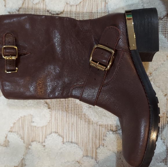 Vince Camuto Wendeema Women's Leather Moto Boot Harness Mid-Calf Size 5 1/2 M - Picture 2 of 10